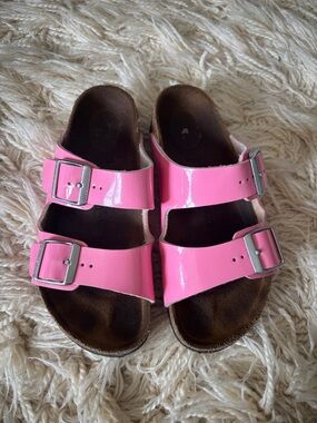 Birkenstock Pink Patent Double-Strap Sandals - girls